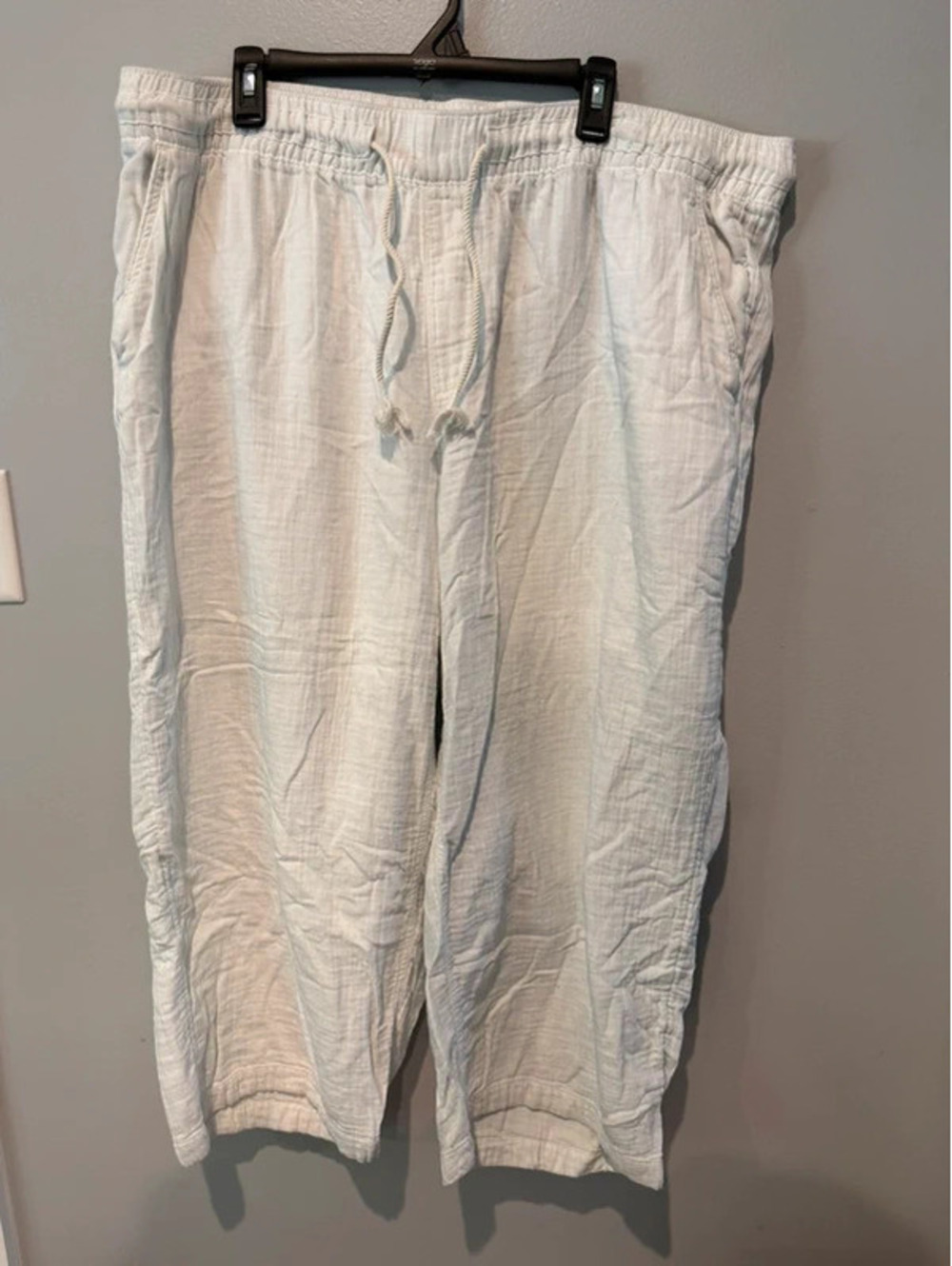 Old Navy Women’s 3X White Gauze Pull On Wide Leg Pants Drawstring
